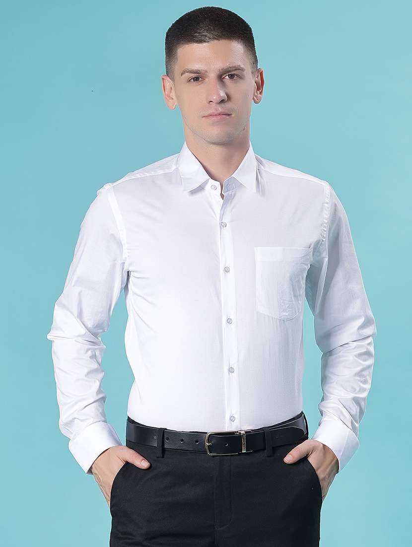 men solid long sleeve collared shirt