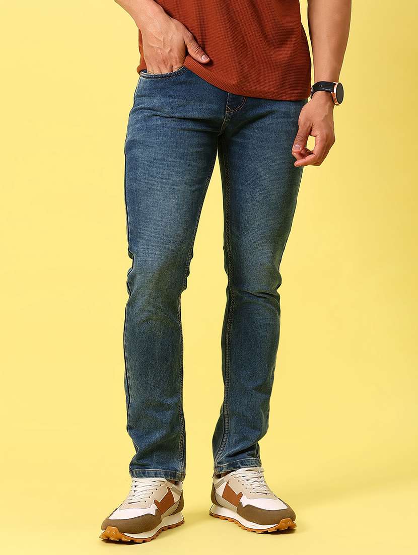 men's blue slim fit denim casual jeans