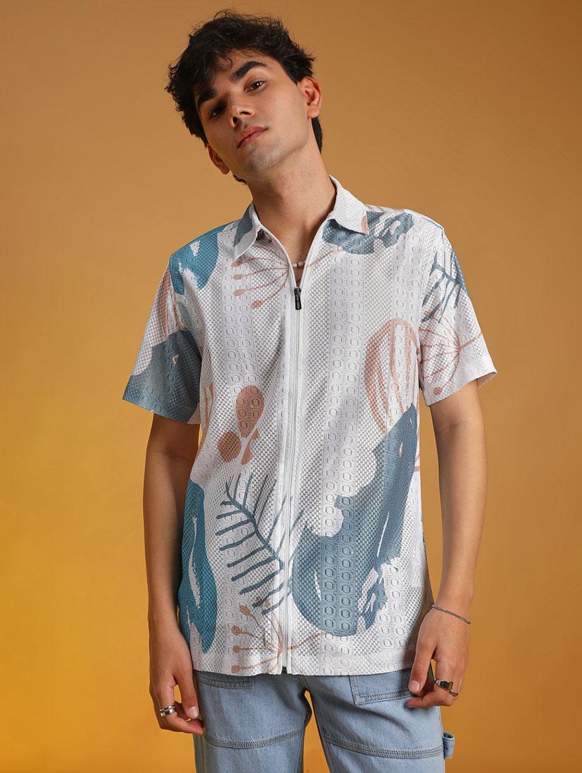 men printed short sleeve regular fit casual shirt - 21906566 - Standard Image - 1