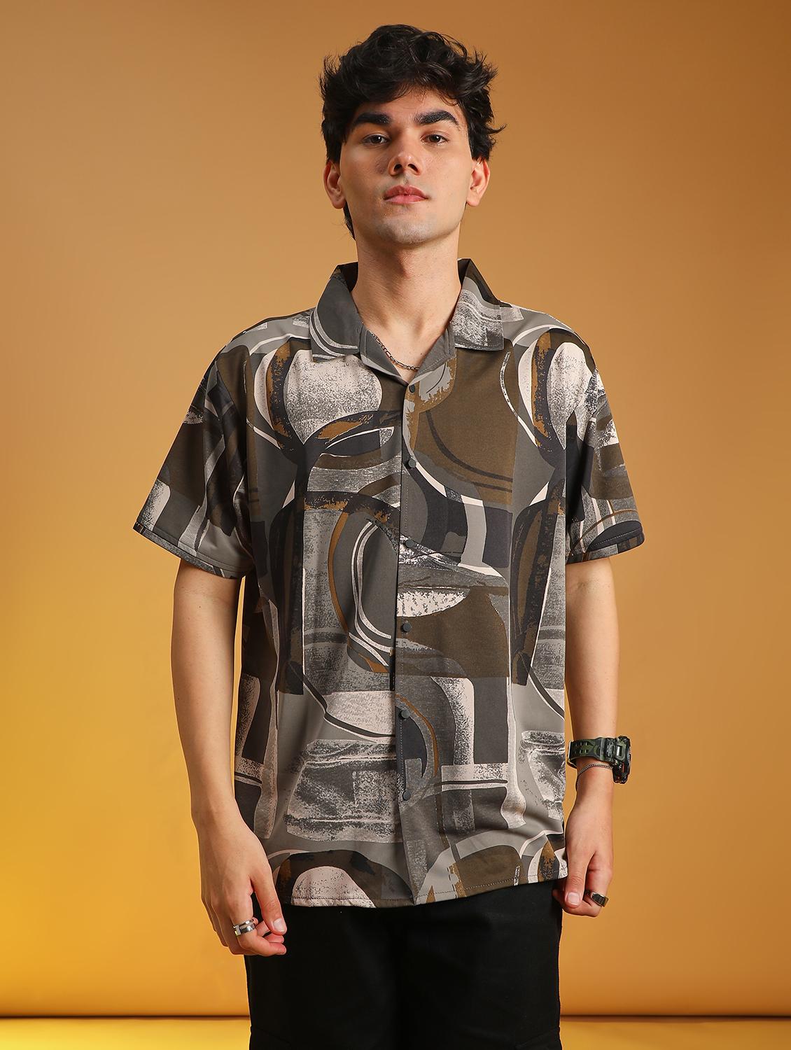 olive cotton casual shirt - 21906567 - Standard Image - 1