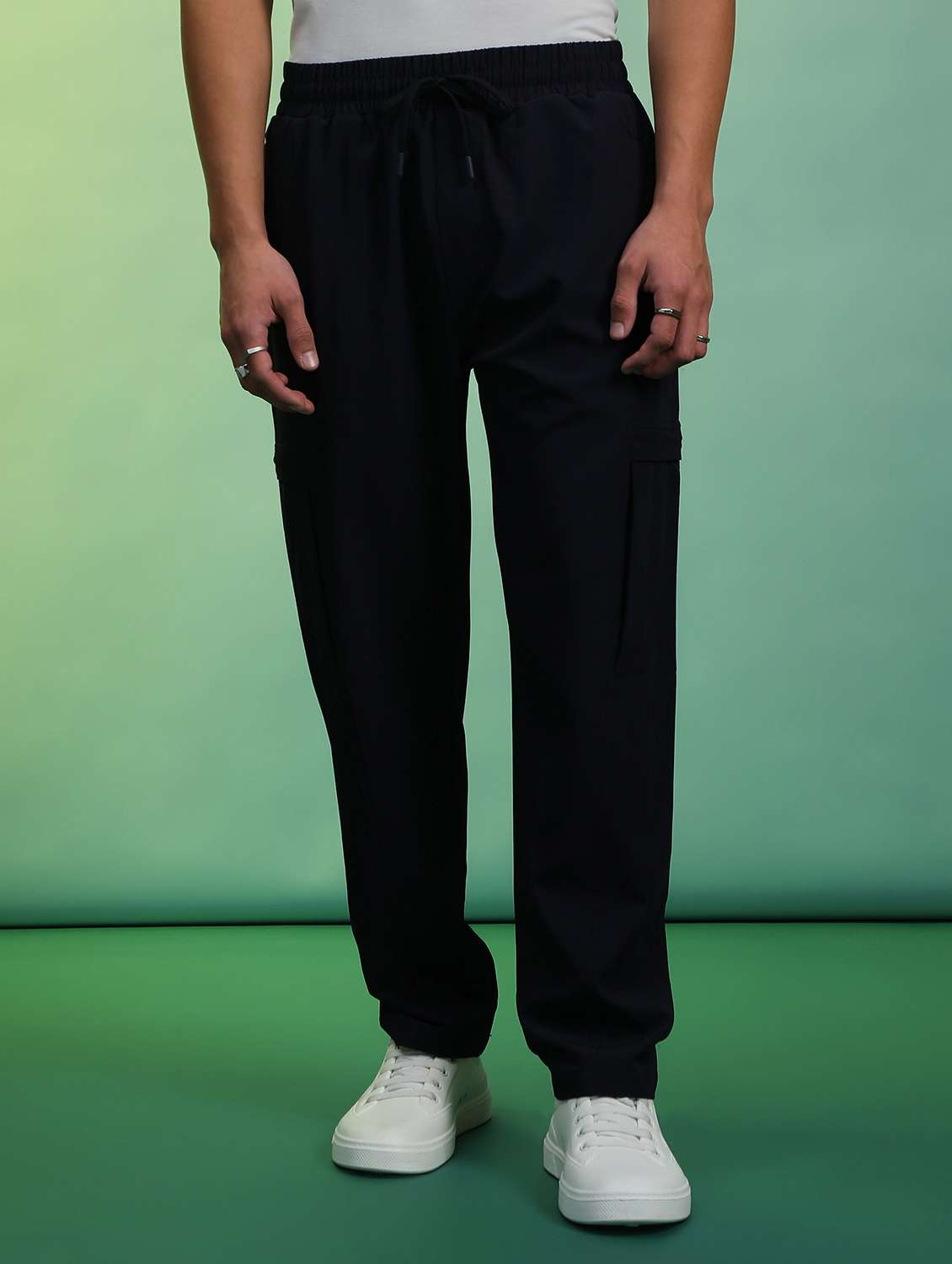 navy blue nylon track pant - 21906575 - Standard Image - 1