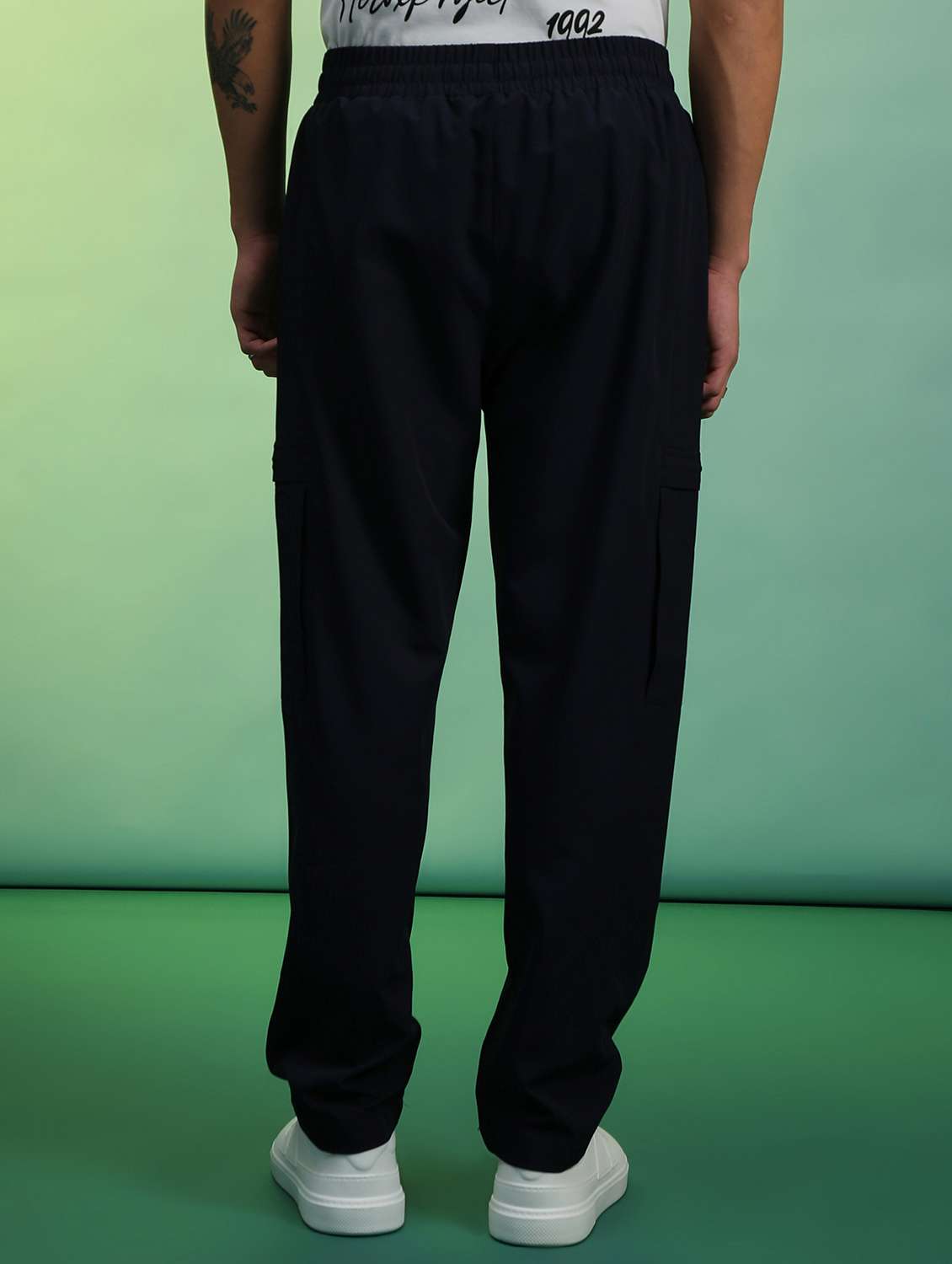 navy blue nylon track pant - 21906575 - Standard Image - 4
