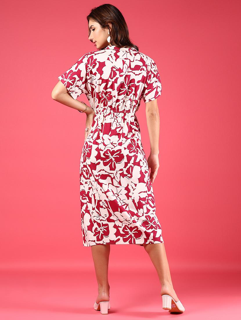 wome printed short sleeve a-line dress - 21906670 - Standard Image - 4