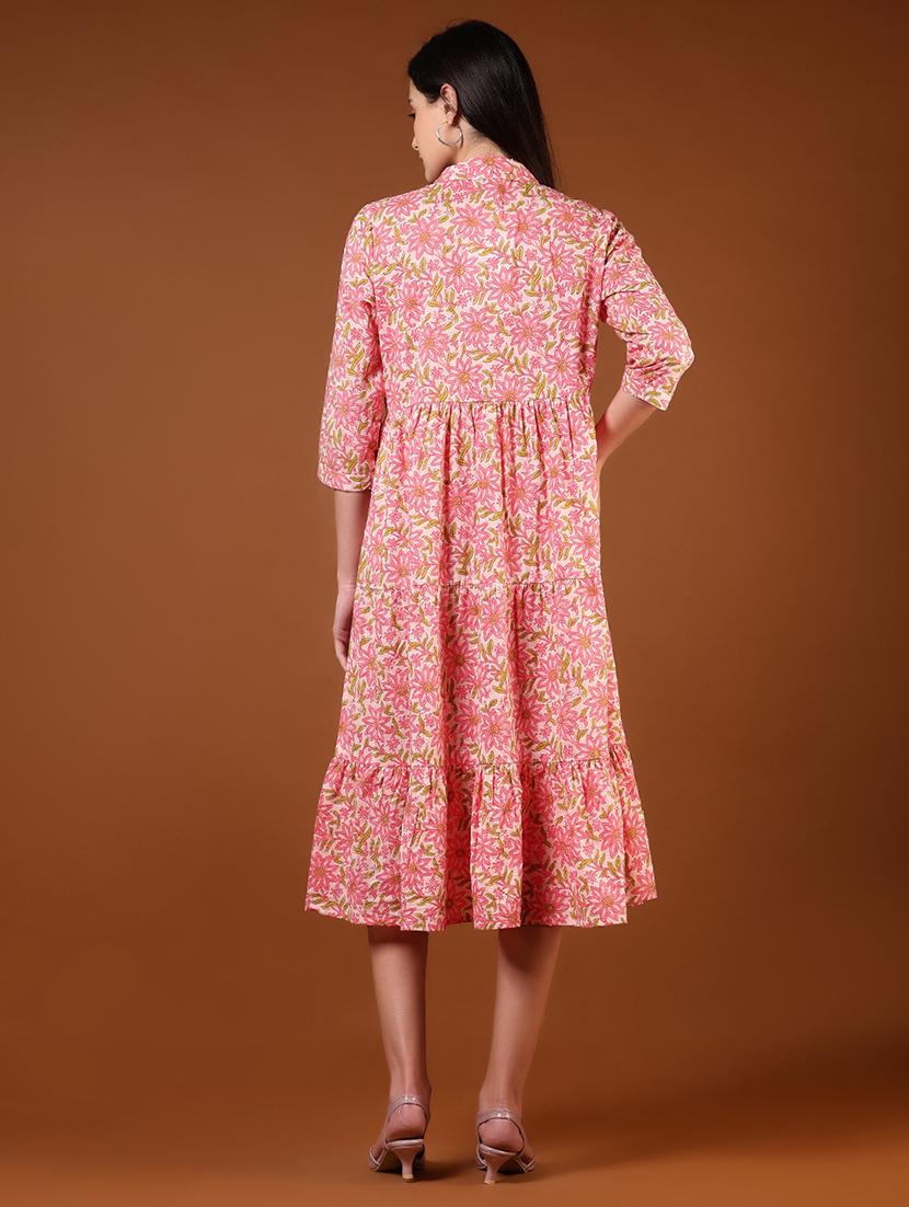 women floral print collared tiered dress - 21906671 - Standard Image - 4