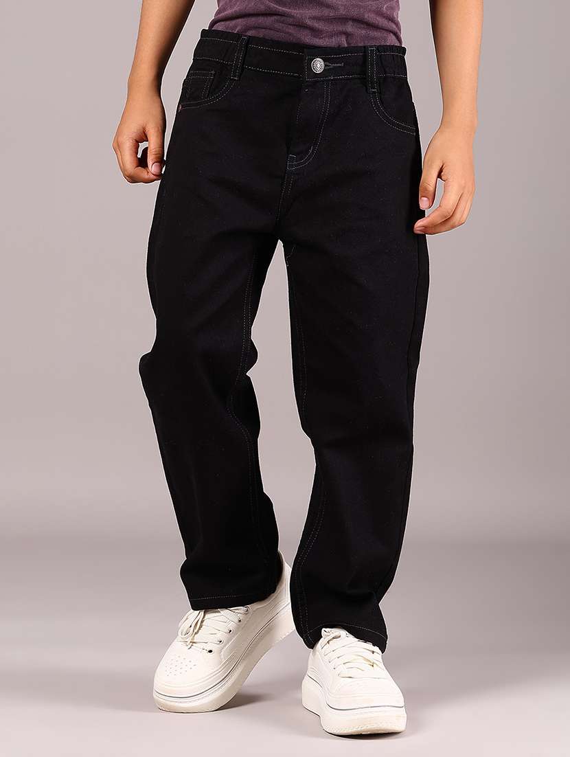 boys black solid mid rise relaxed jean - 21906698 -  Standard Image - 1