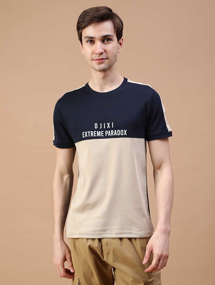 men color block short sleeve regular fit t-shirt - 21906762 - Standard Image - 1