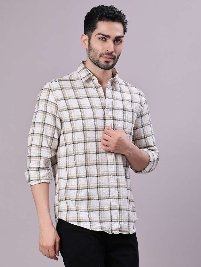 men checkered collared long sleeve shirt - 21906763 -  Standard Image - 1