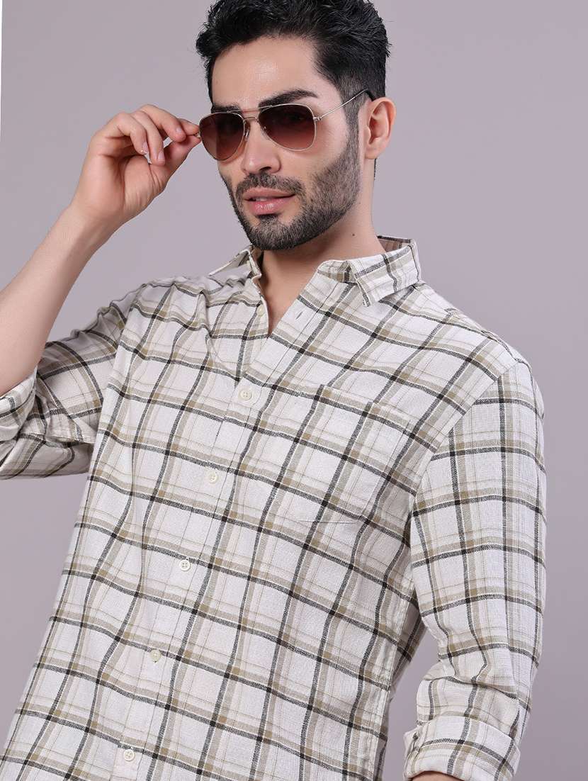 men checkered collared long sleeve shirt - 21906763 -  Standard Image - 4