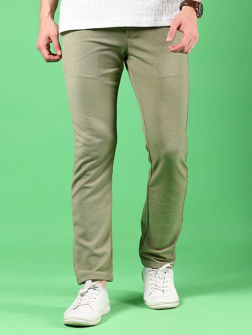 men solid md rise casual chinos  - 21906789 -  Standard Image - 1