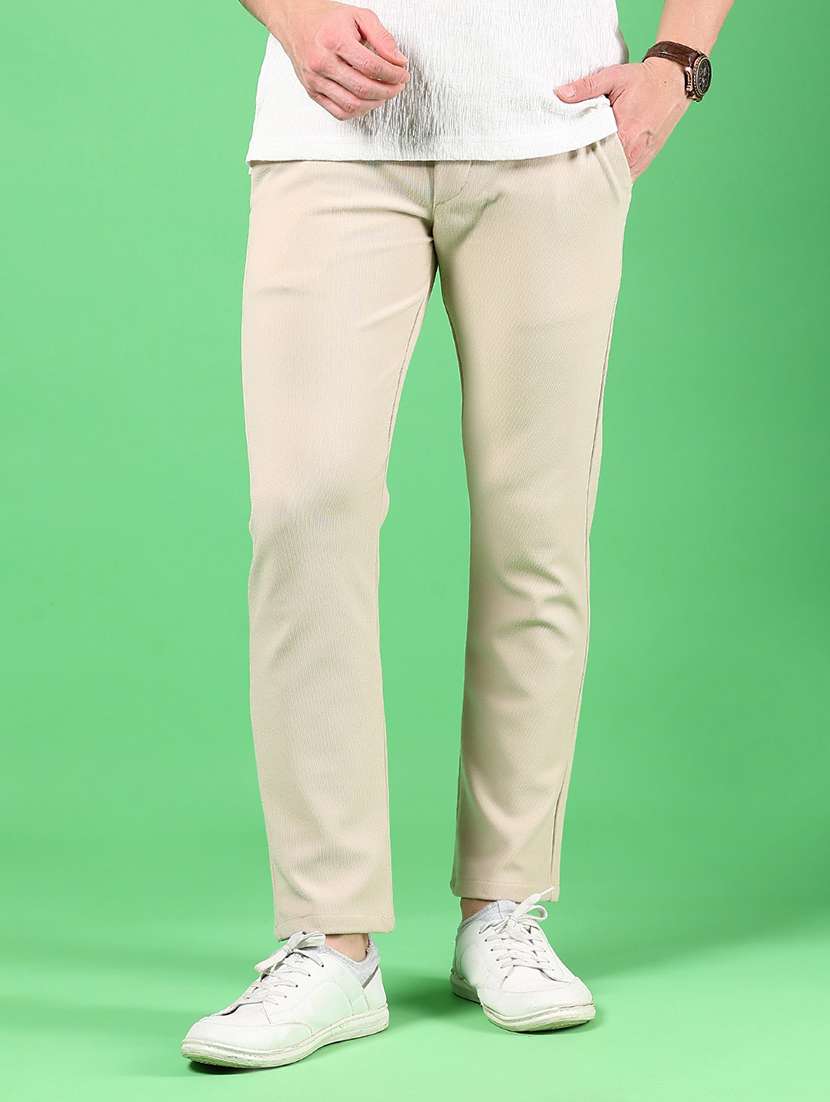 men solid md rise casual chinos  - 21906790 -  Standard Image - 1