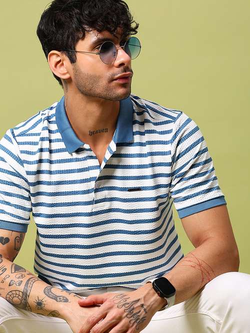 men striped short sleeve regular fit polo t-shirt - 21906799 - Standard Image - 0