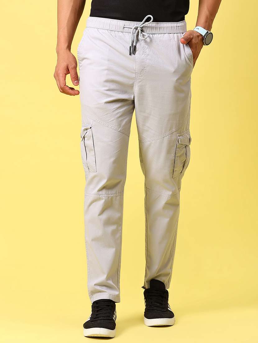 men solid mid rise regular fit cargo - 21906807 -  Standard Image - 1
