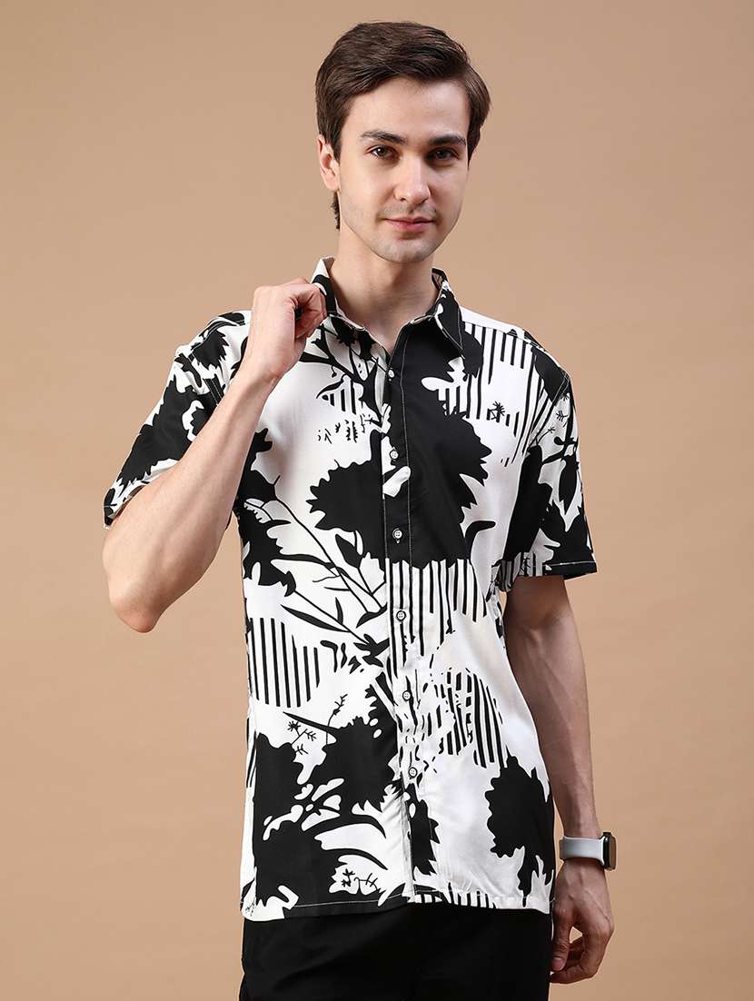 men printed collared short sleeve casual shirt - 21906809 -  Standard Image - 1