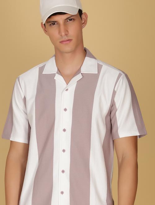 men striped short sleeve regular fit casual shirt - 21906859 - Standard Image - 0