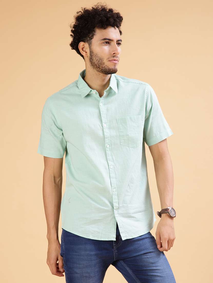 green cotton casual shirt - 21906886 - Standard Image - 1