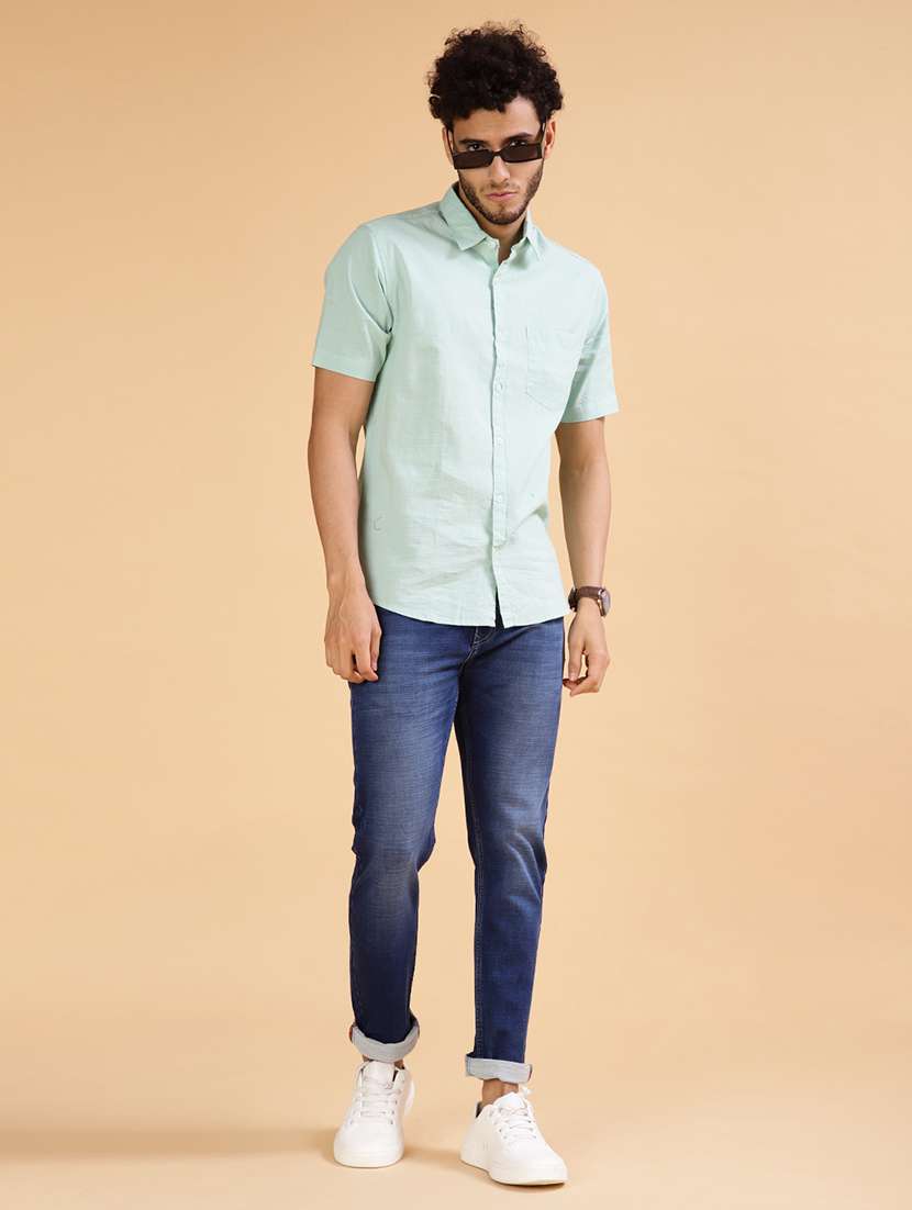 green cotton casual shirt - 21906886 - Standard Image - 4