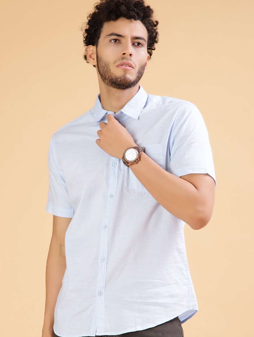 blue cotton casual shirt