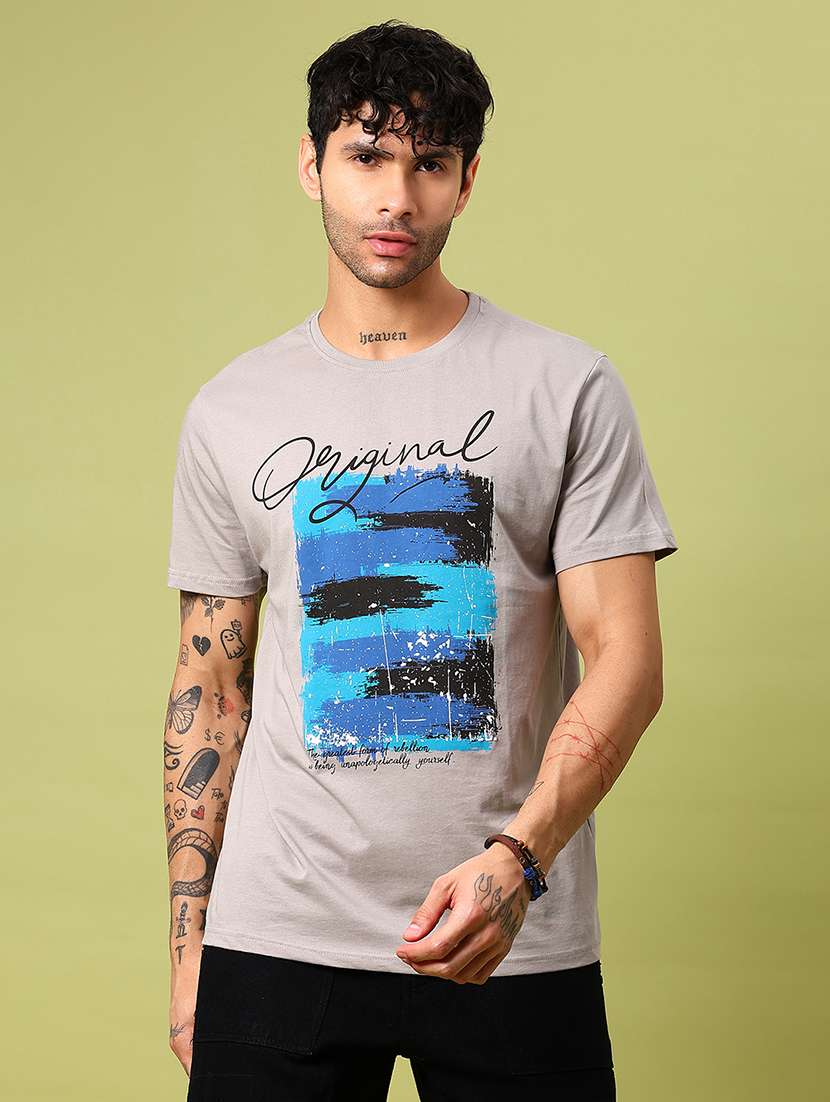 men front print round neck regular fit t-shirt - 21906897 -  Standard Image - 1
