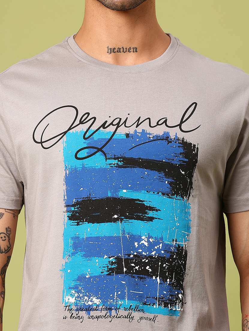men front print round neck regular fit t-shirt - 21906897 -  Standard Image - 4