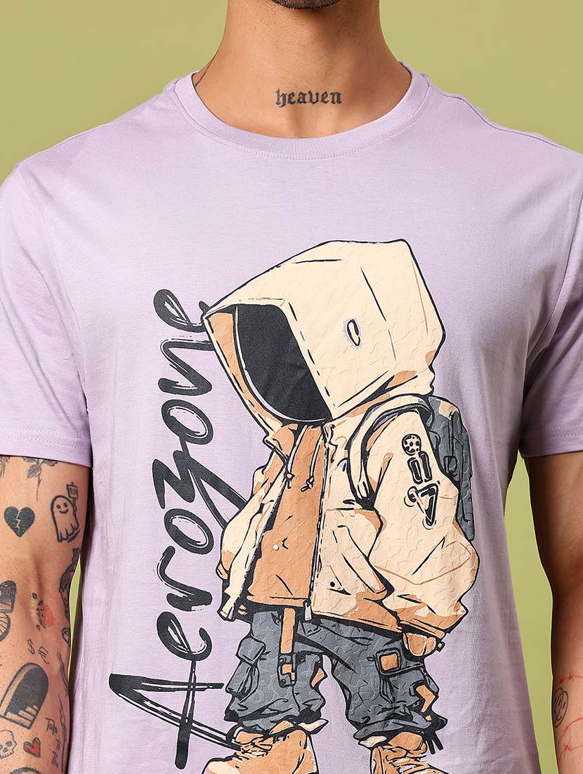 men front print round neck regular fit t-shirt - 21906900 -  Standard Image - 4