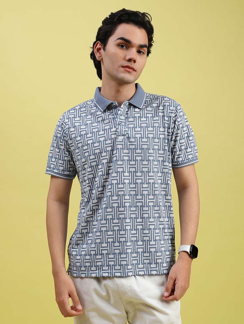 men printed short sleeve regular fit polo t-shirt - 21906909 -  Standard Image - 1