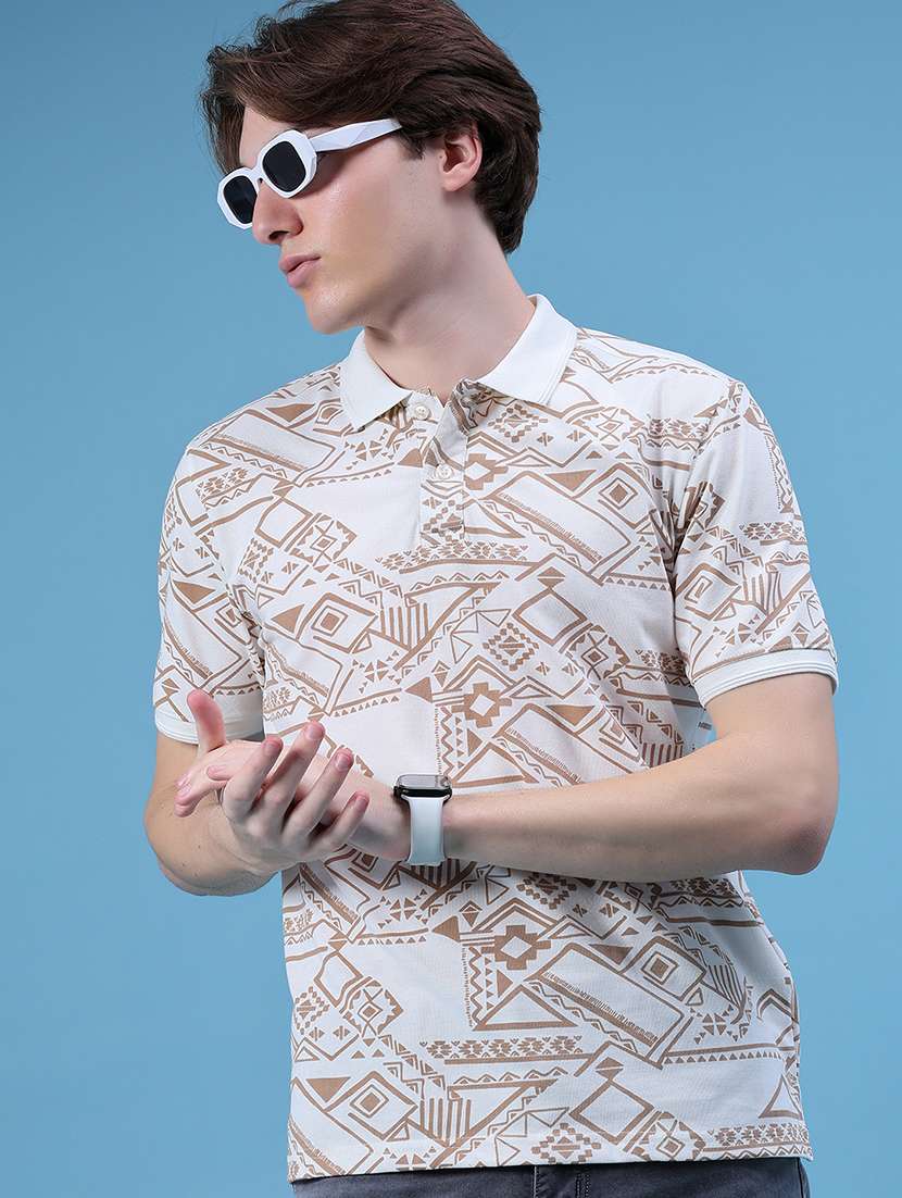 men printed short sleeve regular fit polo t-shirt