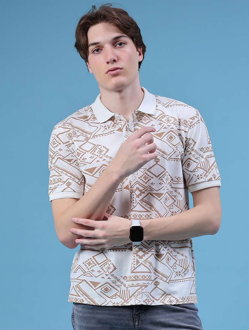 men printed short sleeve regular fit polo t-shirt - 21906910 -  Standard Image - 1