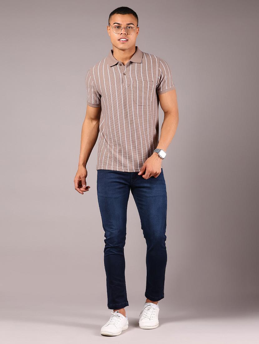 men striped short sleeve regular fit polo t-shirt - 21906914 - Standard Image - 4