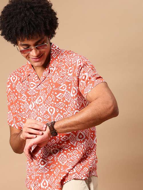 men printed short sleeve regular fit casual shirt - 21907016 - Standard Image - 0