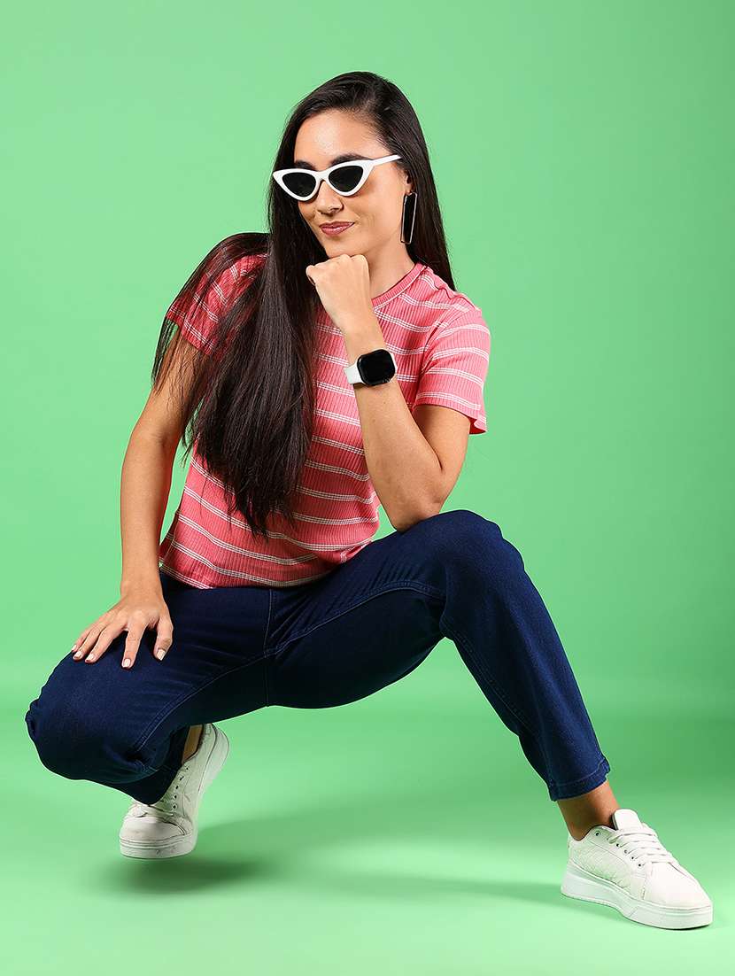 women striped short sleeve slim fit t-shirt - 21907099 -  Standard Image - 4