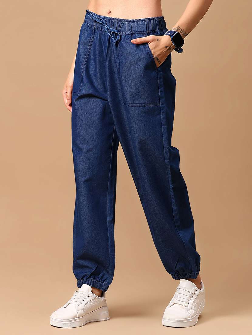 Women Blue Solid Relaxed Fit Jogger - 21907112 -  Standard Image - 1