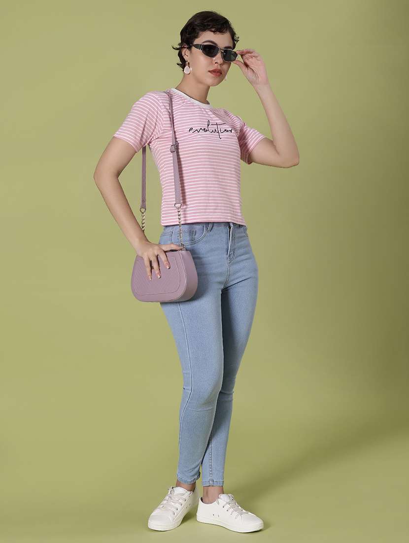women striped short sleeve regular fit t-shirt - 21907122 -  Standard Image - 4