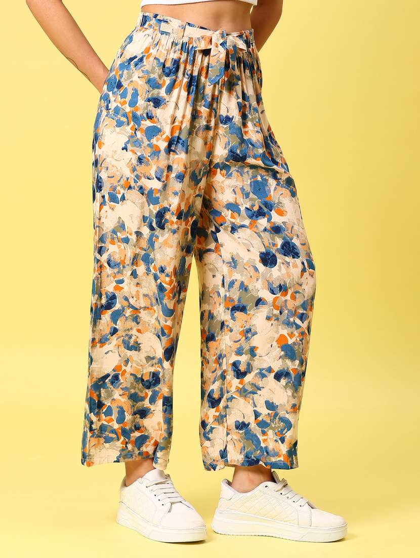women printed mid rise straight palazzo - 21907126 -  Standard Image - 1