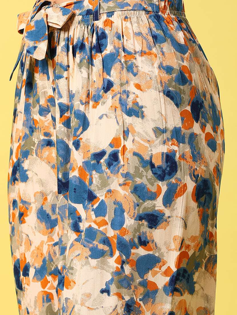 women printed mid rise straight palazzo - 21907126 - Standard Image - 4