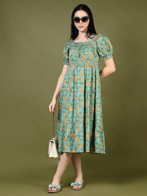 women floral printed puff sleeve tiered dress - 21907511 -  Standard Image - 0