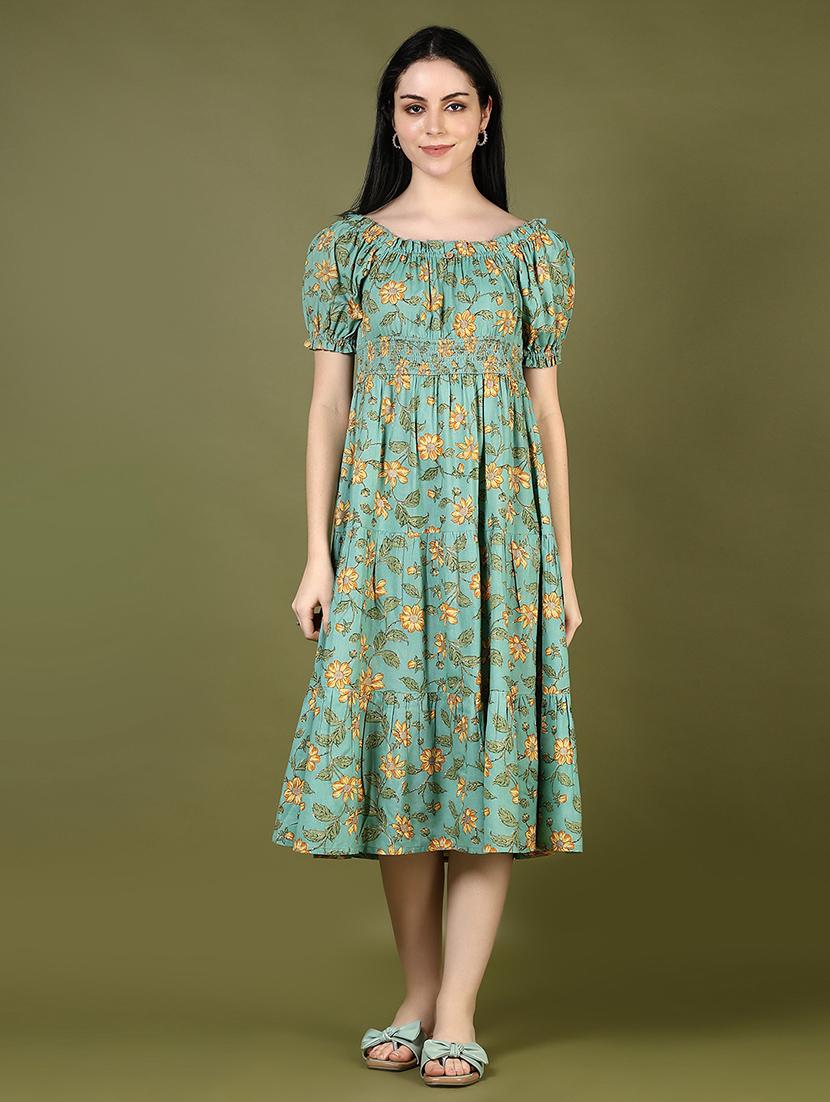 women floral printed puff sleeve tiered dress - 21907511 -  Standard Image - 1