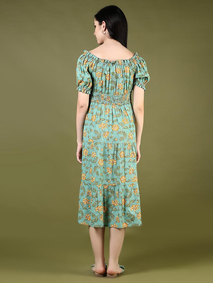 women floral printed puff sleeve tiered dress - 21907511 - Standard Image - 4