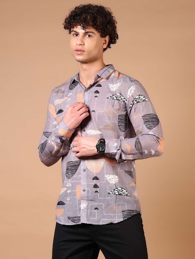 men printed long sleeve regular fit casual shirt - 21907521 -  Standard Image - 1