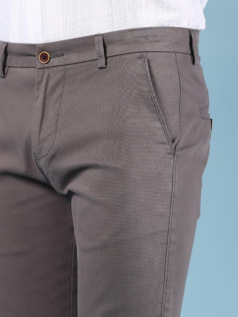 men solid md rise flat front casual chinos - 21907546 - Standard Image - 4