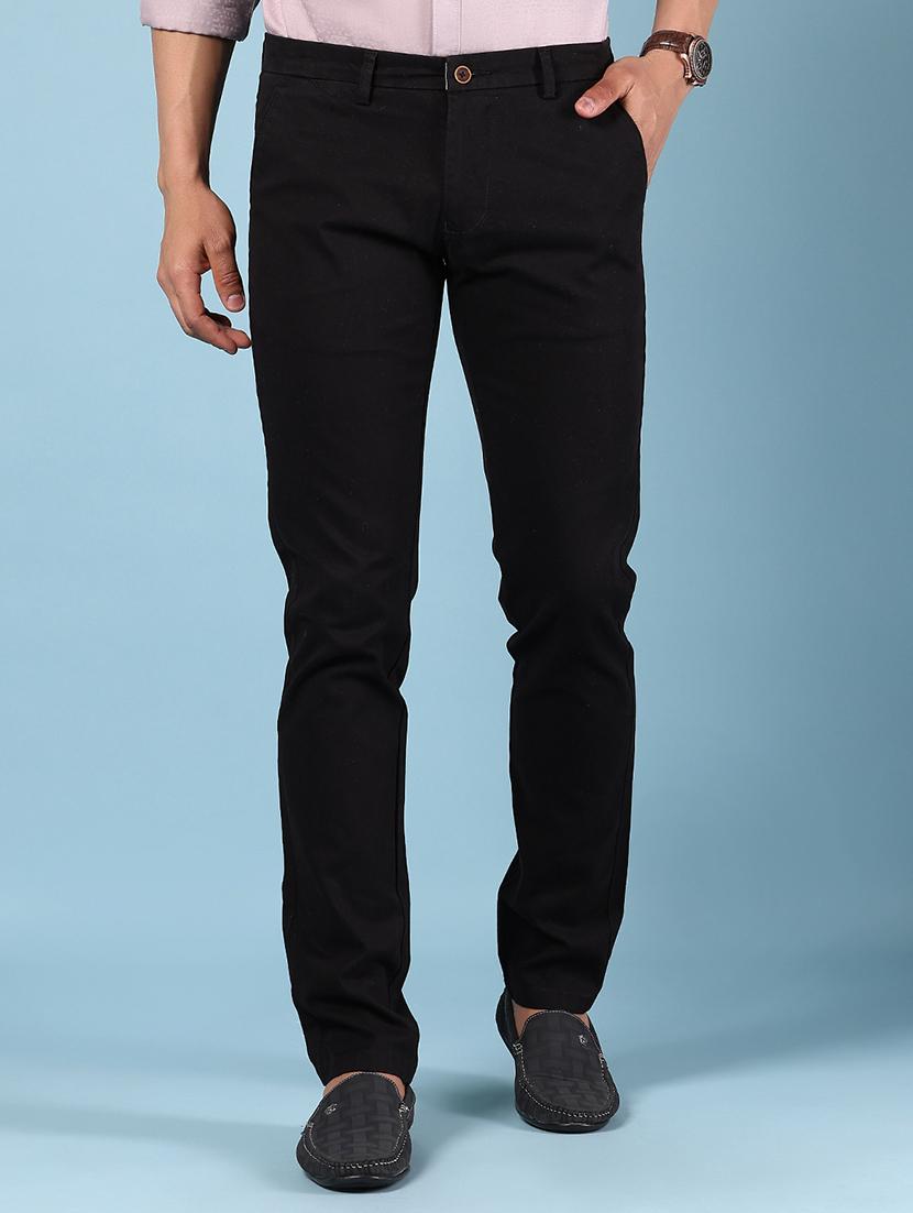 men solid md rise flat front casual chinos 