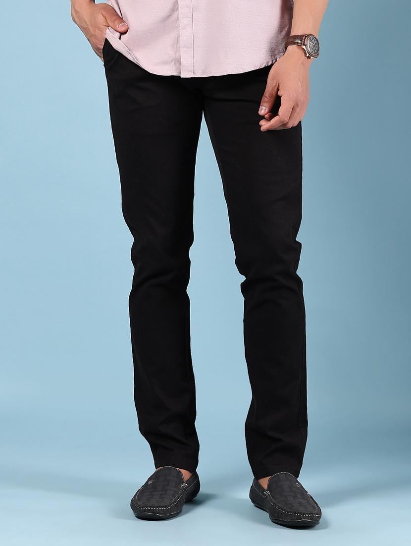 men solid md rise flat front casual chinos - 21907549 - Standard Image - 1