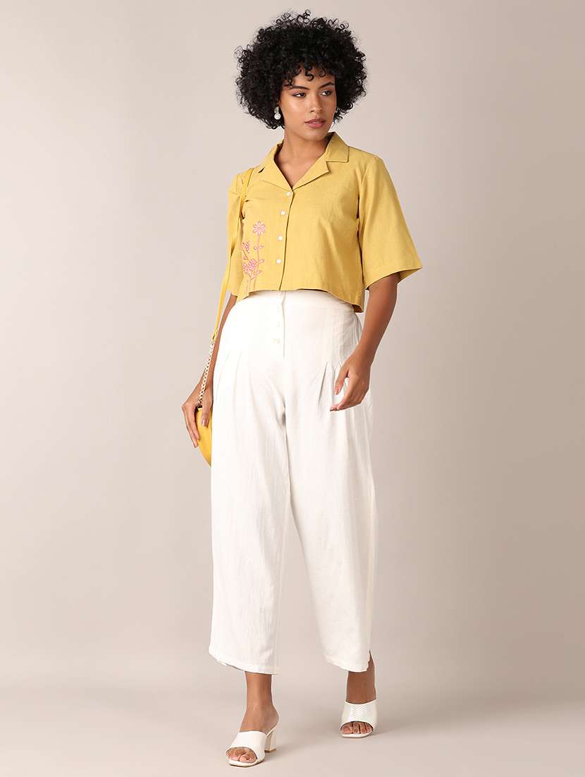 women embroidered short sleeve crop top - 21907576 -  Standard Image - 4