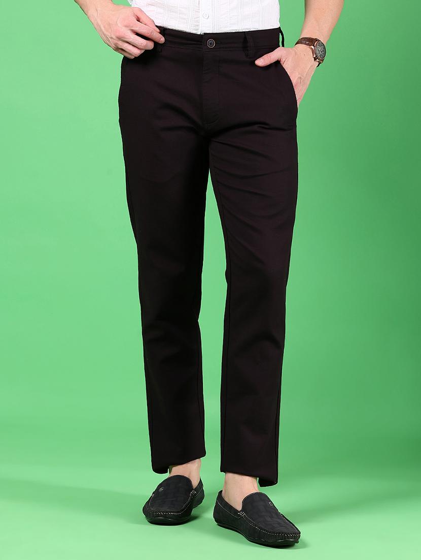 men solid md rise flat front casual chinos - 21907587 - Zoom Image - 0