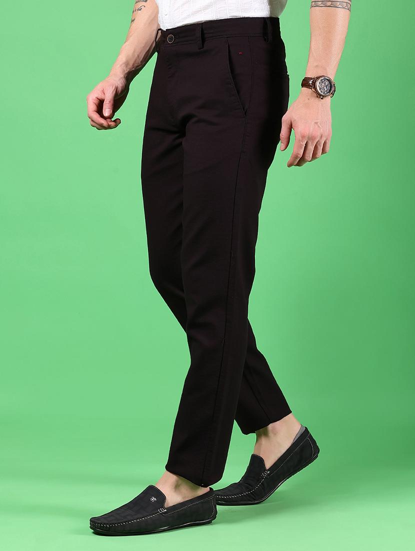 men solid md rise flat front casual chinos - 21907587 - Standard Image - 1