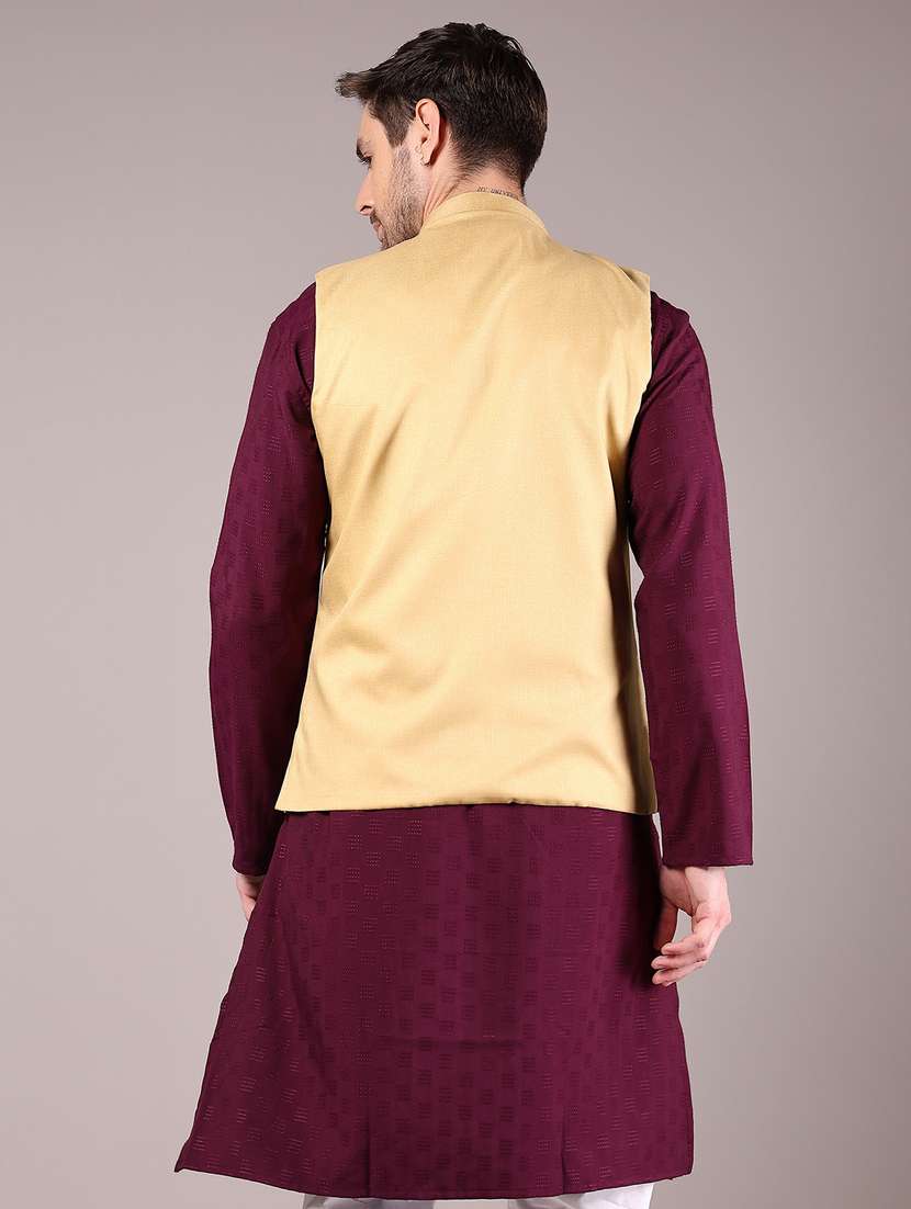 men solid sleeveless nehru jacket - 21907590 -  Standard Image - 4