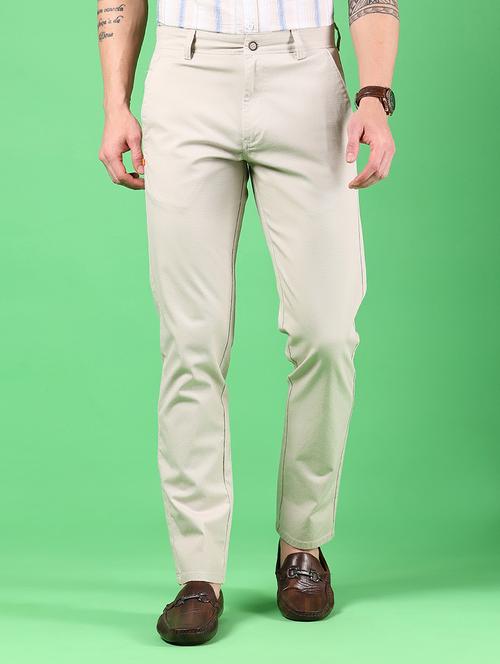 men solid md rise flat front casual chinos - 21907593 - Standard Image - 0