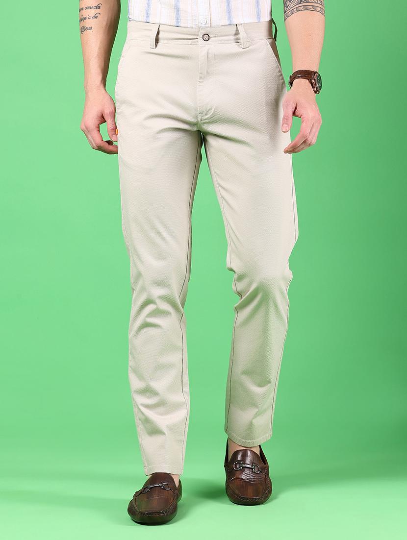 men solid md rise flat front casual chinos 
