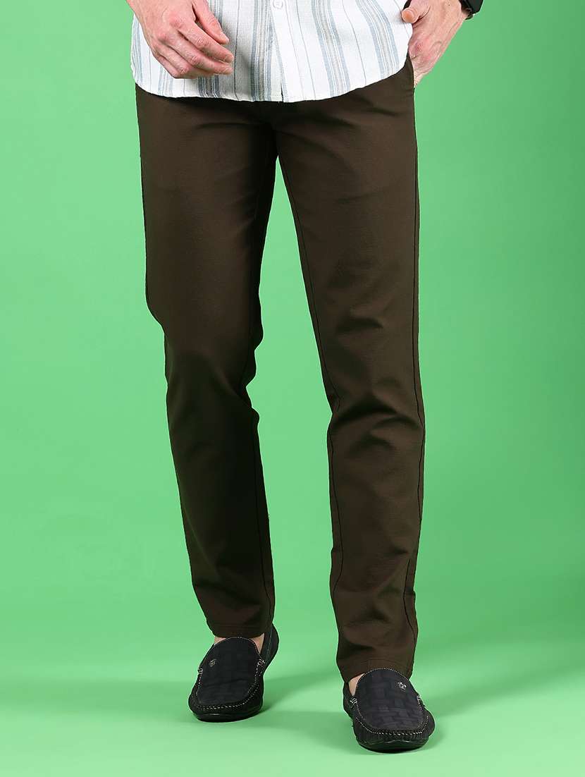 men solid md rise flat front casual chinos  - 21907600 -  Standard Image - 1