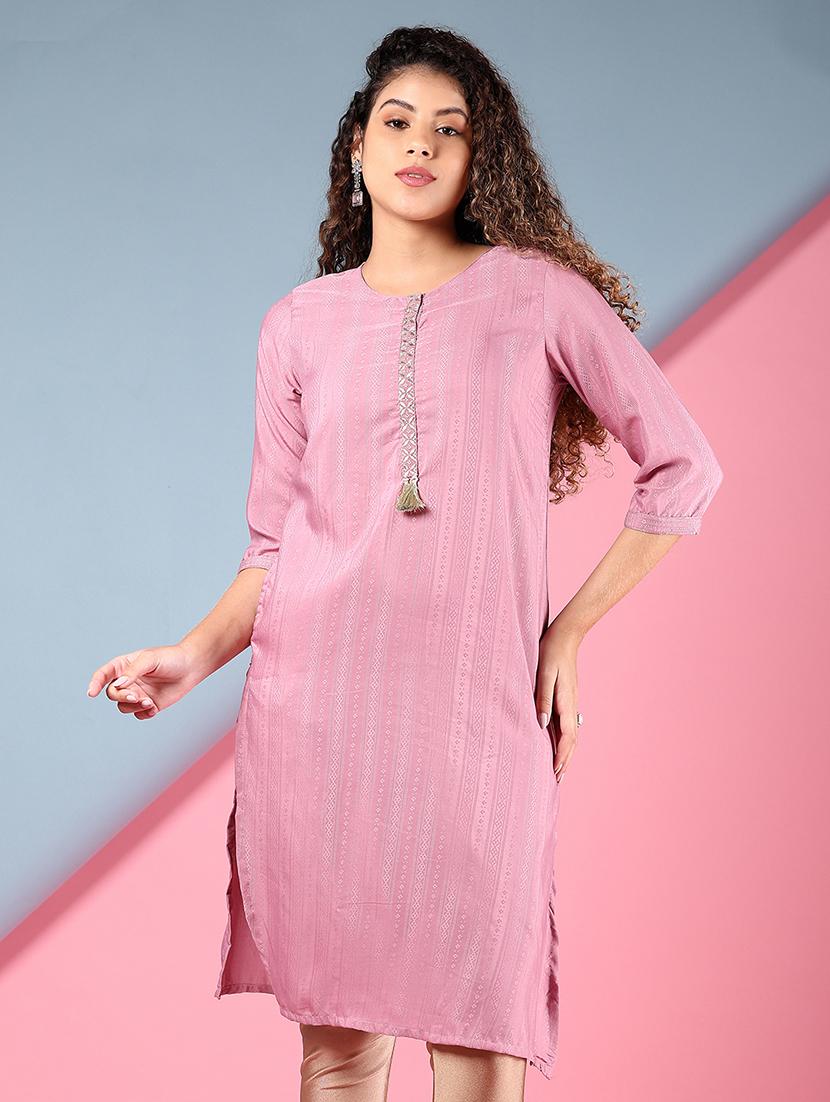 women three quarter sleeve straight kurta - 21907642 - Zoom Image - 0