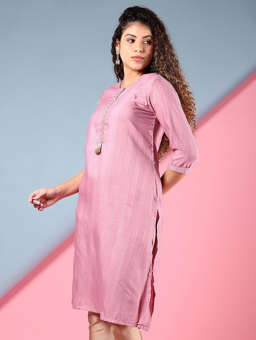 women three quarter sleeve straight kurta - 21907642 - Standard Image - 1